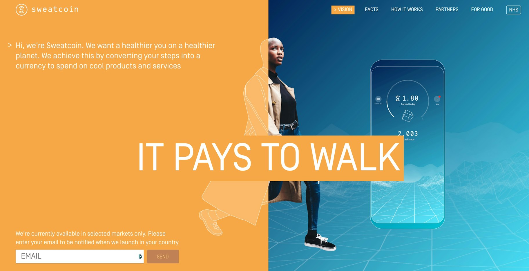 Get paid for walking: Sweatcoin
